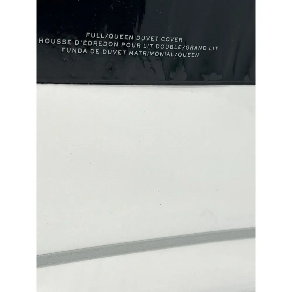 Ralph Lauren Full Queen Duvet Cover White Sage Green Spencer Border Sateen NIP